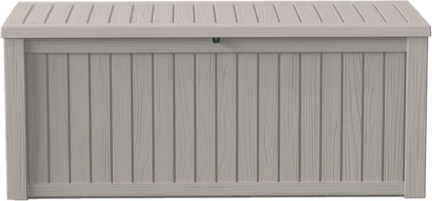 EasyUp 150Gal Outdoor Deck Box Waterproof, Lager Patio Storage Box Indoor and Outdoor Use, Lockable Resin Storage Bin for Patio Furniture Cushions Garden Tools, Package Delivery,UV Resistant-Grey