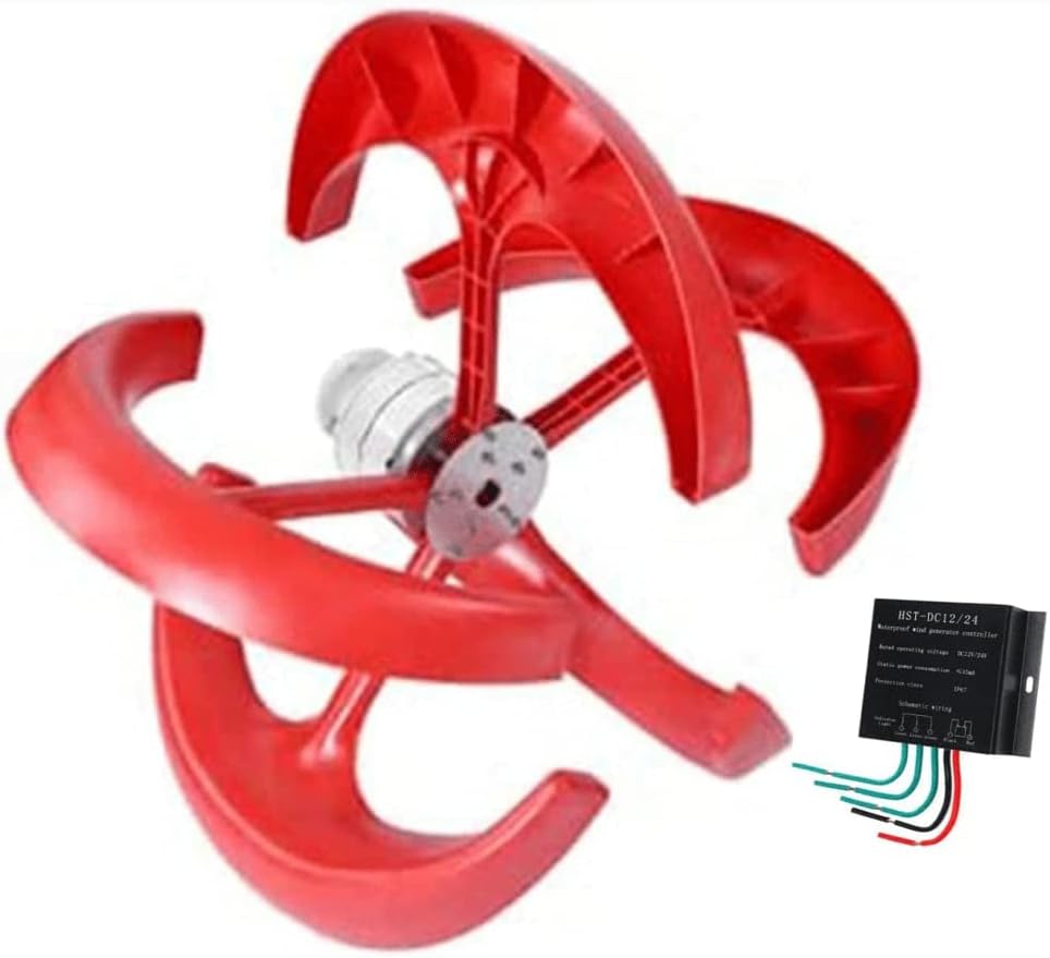 600W Wind Turbine Generator, 12V 24V 48V 5 Leaves Lantern Wind Turbine Vertical Wind Generator Kit Electricity Equipment