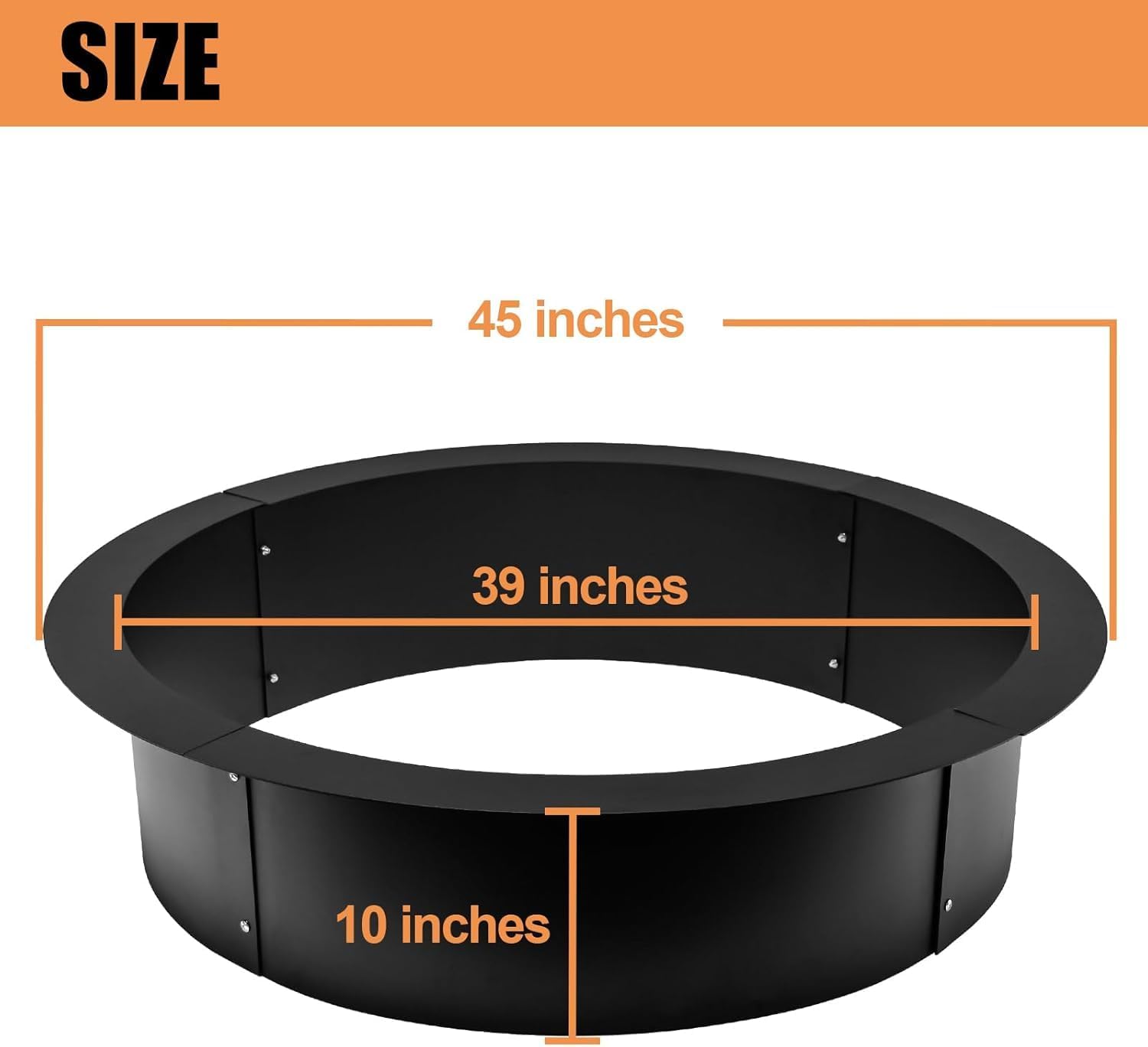 Fire Pit Ring Insert for Outdoor Wood Burning, Heavy-Duty Steel Firepit Liner for Above or In-Ground DIY Camping, Garden, Patio and Backyard Use
