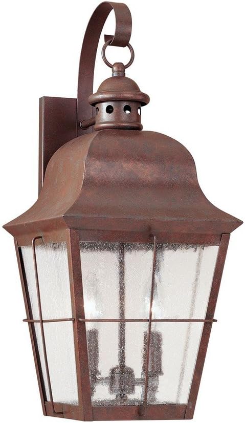 Generation Lighting 2-Light Chatham Traditional Outdoor Wall Lamp Weathered Copper 8463-44 | Outdoor Light is Lovely Wall Lamp for Outdoor Decor | Wall Light Fixture Uses Standard or LED Light Bulb