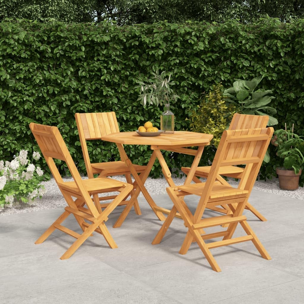 5 Piece Patio Dining Set Solid Wood Teak Garden Furniture