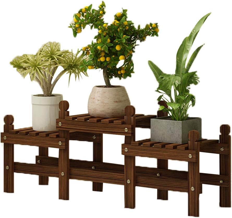 Bonsai Display Shelf Flower Pot Holder Freestanding Unit Storage Organizer Tiered Wood Potted Rack Plant Stand Indoor Decoration for Living Room Balcony House