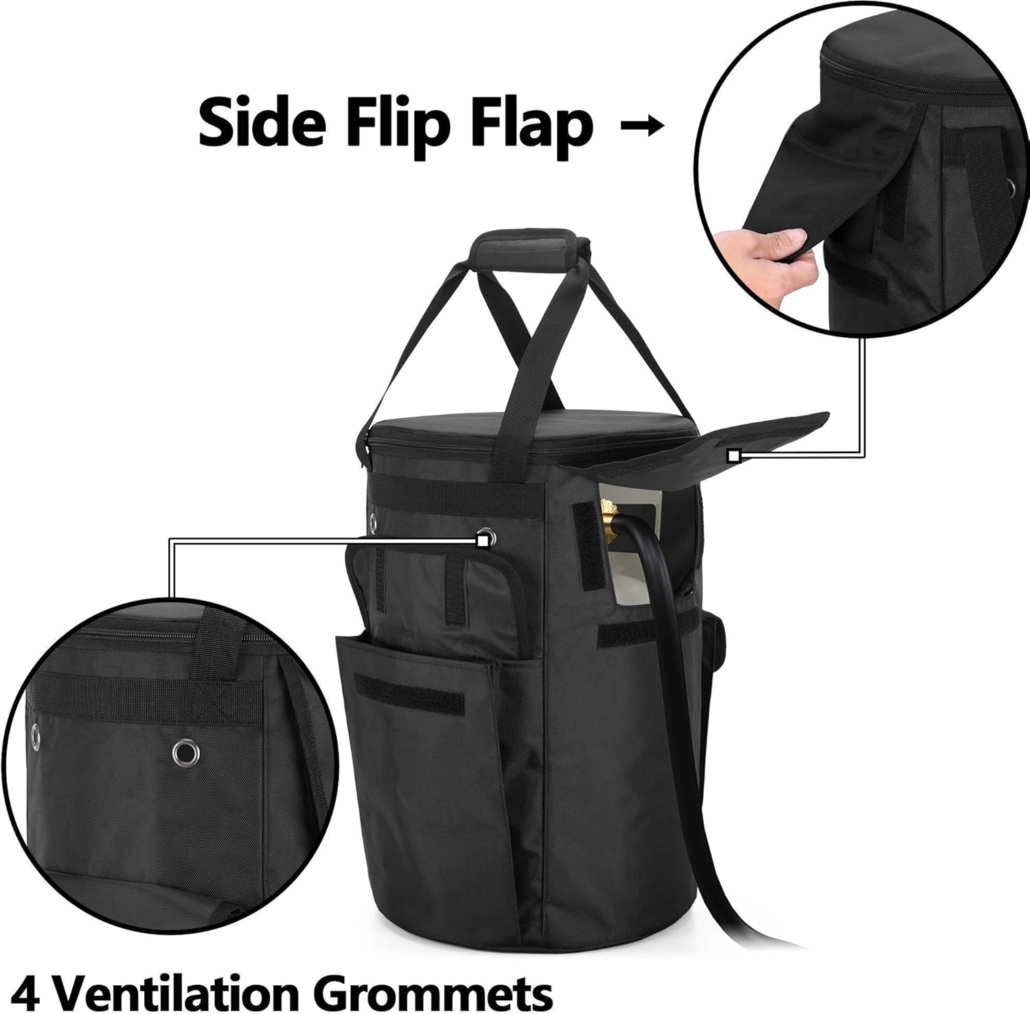 SAMDEW 24-Inch Outdoor Fire Pit Bag and 20lb Propane Tank Case, Black, Bag Only