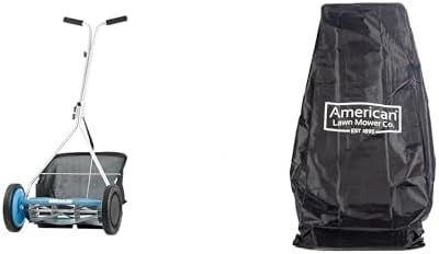 American Lawn Mower Company 16-Inch 5-Blade Reel Mower with Grass Catcher and Storage Cover Bag Bundle