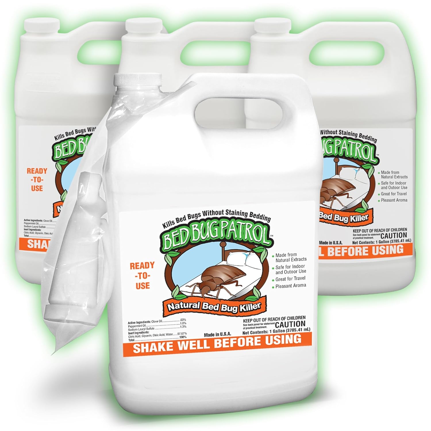Natural Bed Bug Killer Spray – 4 Gallon Value Pack (512oz) – Child & Pet Friendly, Non-Toxic Pest Control for Mattresses, Hotels, Vehicles, Offices, Furniture & Carpets