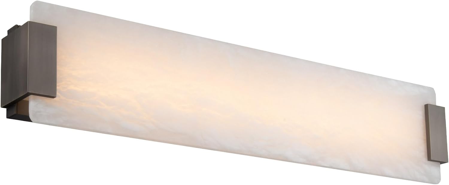 Modern Forms Quarry 28in LED Natural Alabaster Wall Sconce 3000K in Brushed Nickel