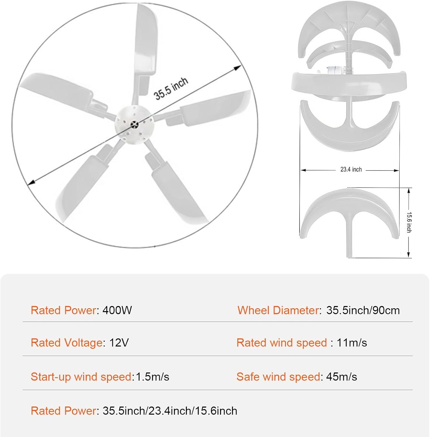 Vertical Axis Wind Turbine,5 Leaves Wind Generators Home | Silent Efficient Wind Generators for Home Street, Harnessing 360-Degree Wind Direction for Home Street