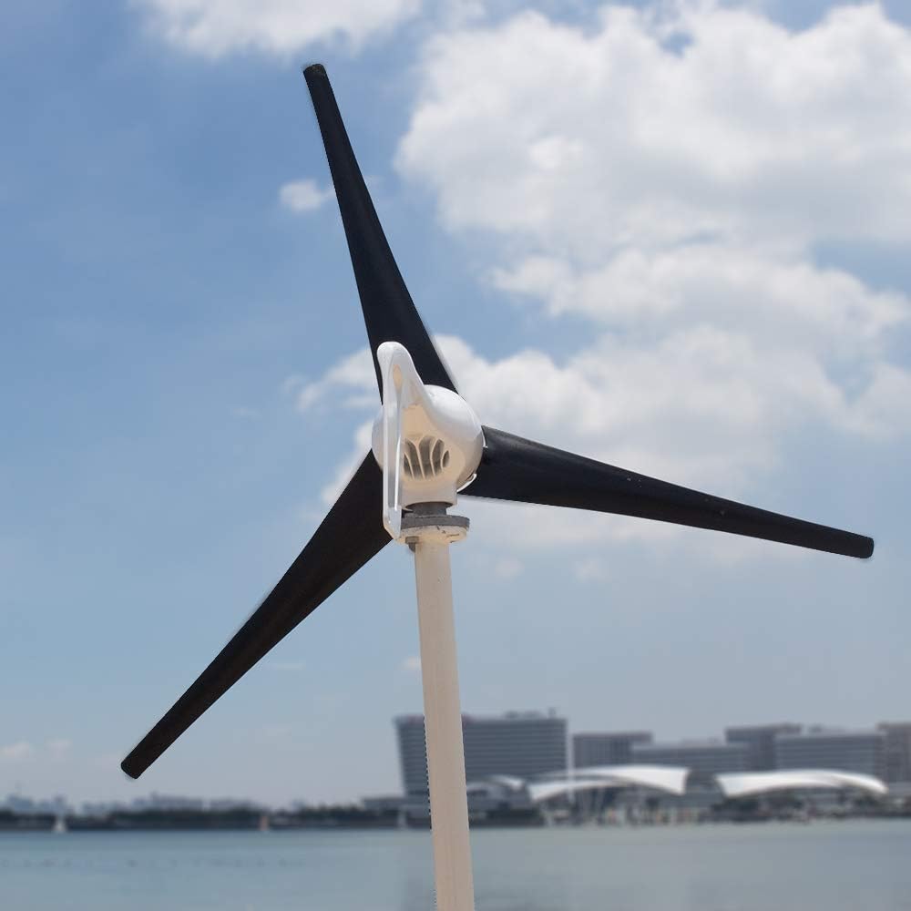 Light and Powerful Small Three Colors 3 Blade 400W Wind Turbine Generator Kit AC 12V/24V with Windmill Generator Controller for Home Use (12V-Black)