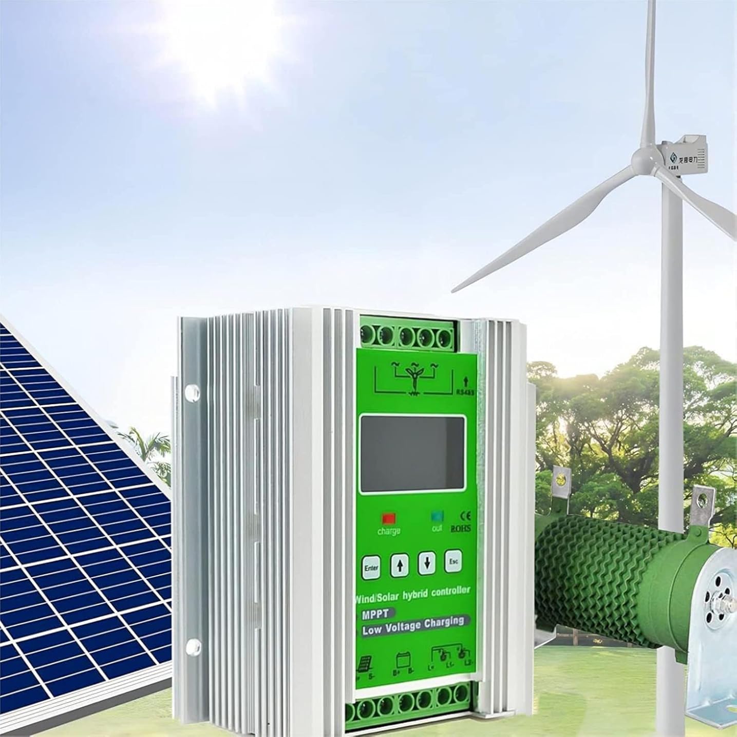 CAJUCA 5000W Wind Solar Hybrid Charge Controller Wind Turbine Solar Hybrid MPPT Charge Boost Controller Solar Panel Auto Regulator Wind Generator Control System