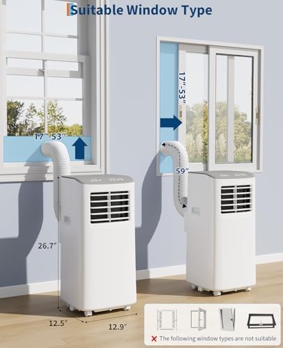 GarveeHome Portable Air Conditioner, 8000 BTU for Rooms up to 450 Sq. Ft., Remote & Auto Evaporation, Compact AC for Bedroom.