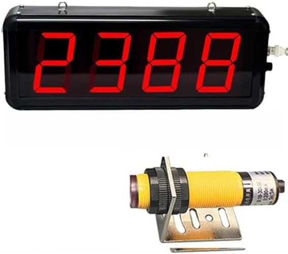 Led Digital Counter,3in 4-Digit Digital Electronic Counter, Red Display Digital Counter 0-9999 With Remote Control, Production Line Counting Screen, for Factories and Workshops, Airports Stations