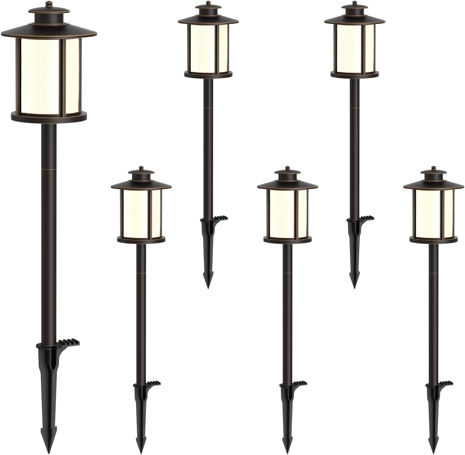 GOODSMANN Low Voltage Landscape Lighting Oil Rubbed Bronze 6PK Path Lights Low Voltage 3W LED 180 Lumen 3000K Warm White with Cable Connectors