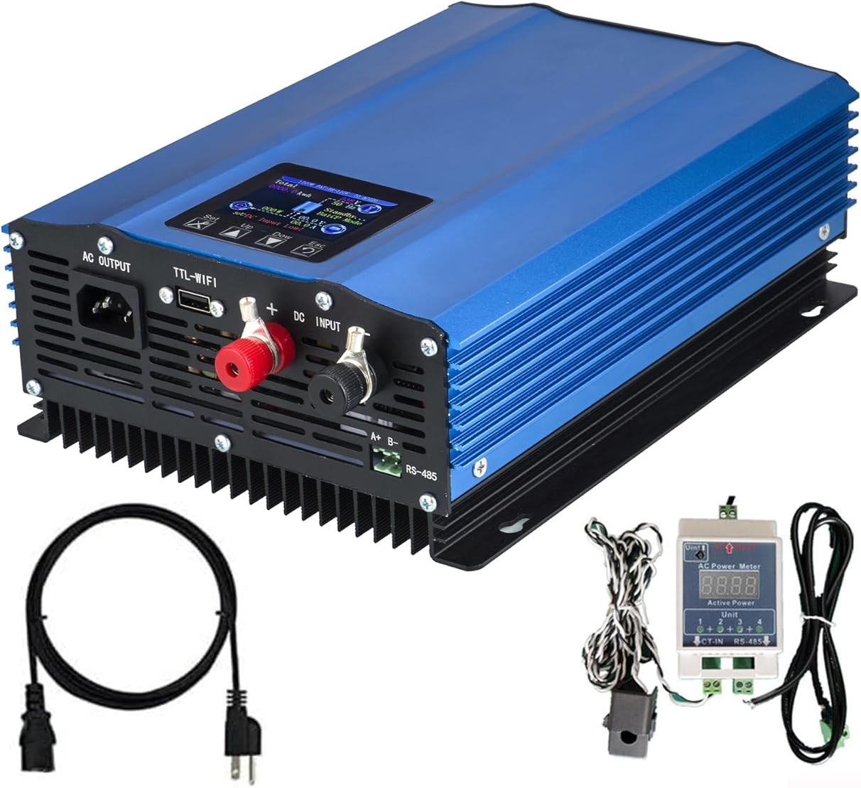 TINGEN 1200W Grid Tie Inverter with LCD Solar Panel Input 55V-90V Battery Voltage Input 48V AC Output 90V-140V (Upgrade 1200W 55V-90V with LCD)