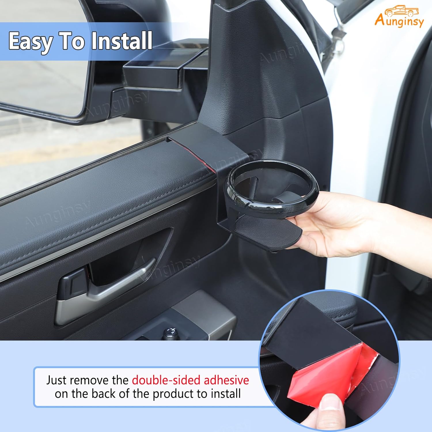 Aunginsy Car Cup Holder Compatible with Toyota Tundra/Sequoia 2022-2025 Inner Door Panel Cup Holder Expander Drink Water Stand Front Door Panel Cup Bottle Mount Organizer Tray Accessories (Left+Right)