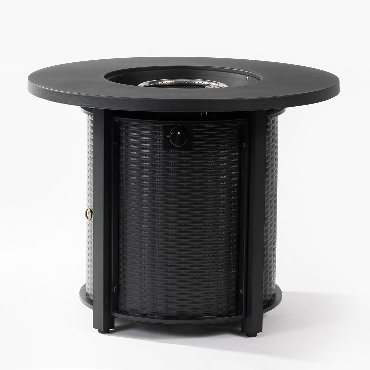 32'' Round Gas Fire Pit, 50,000 BTU Steel Outdoor Fire Tables, Fire Table with Lid, Add Warmth & Ambience to Gatherings and Parties On Patio Deck Garden Backyard, Black.