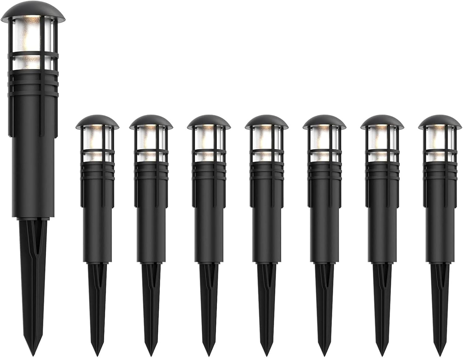 Malibu Aged Iron Collection LED Bollard Pathway Light Low Voltage Landscape Lighting Outdoor Bollard Lights for Lawn Patio Yard Walkway Driveway Pathway Garden Landscape, 8 Pack 8400-4320-08, Black