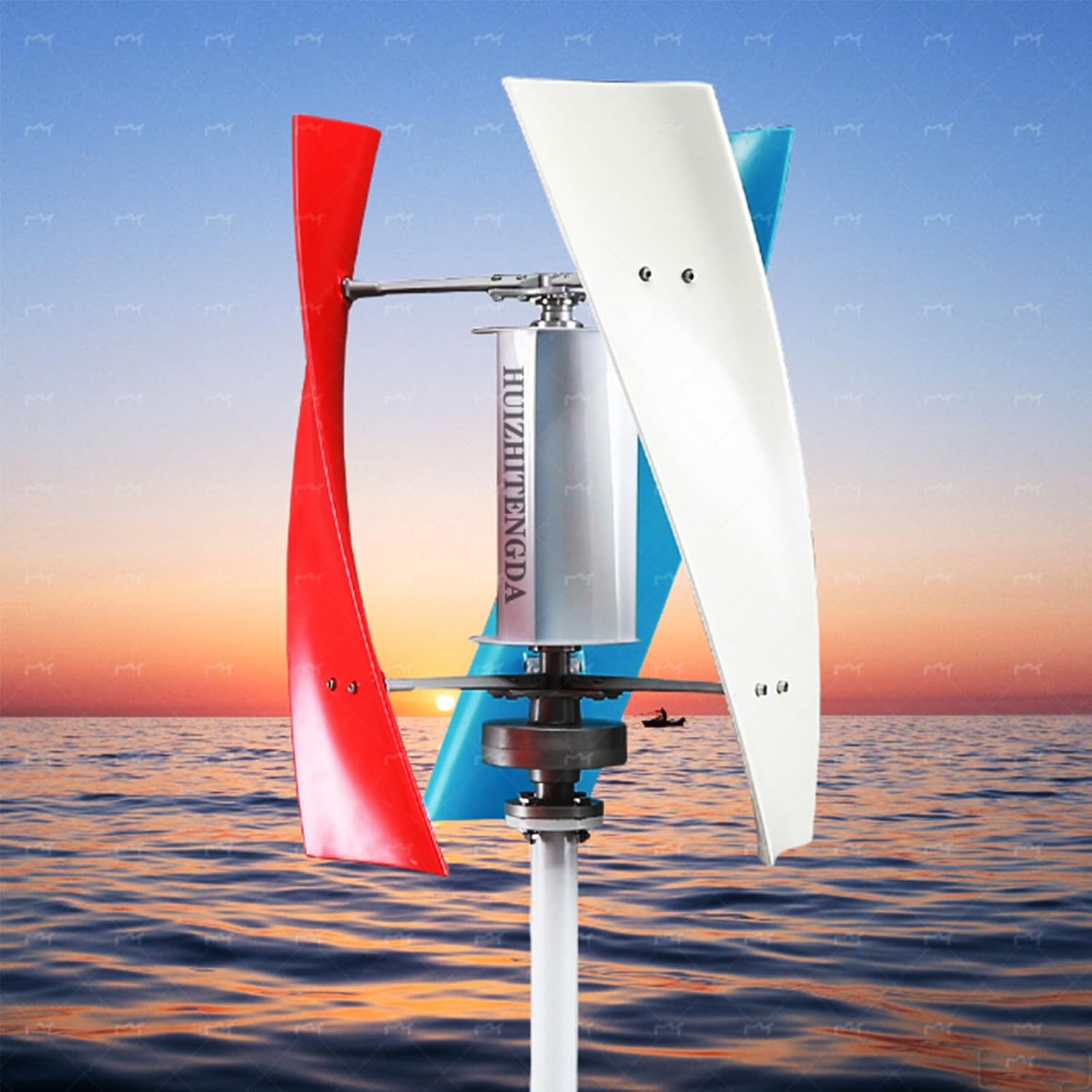 1000W-3000W Vertical Axis Wind Turbine Generator, Low Noise Low Start Wind Speed 12V 24V 48V Windmill Off Grid System with MPPT Charger