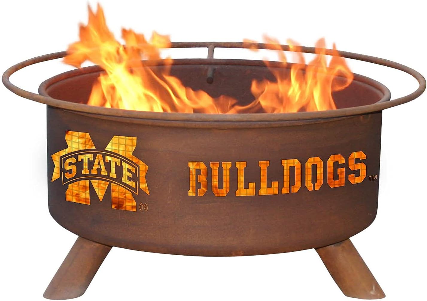 Patina Products F246 Mississippi State Steel Outdoor Fire Pit - 24 x 24 x 11 inch - Natural Rust Patina Finish