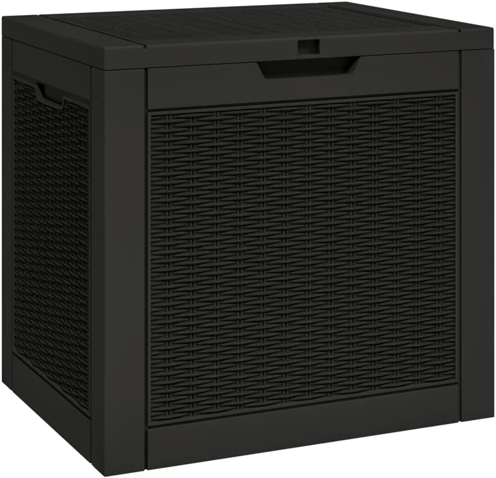 vidaXL Garden Storage Box Black Polypropylene 31.2 Gallon capacity