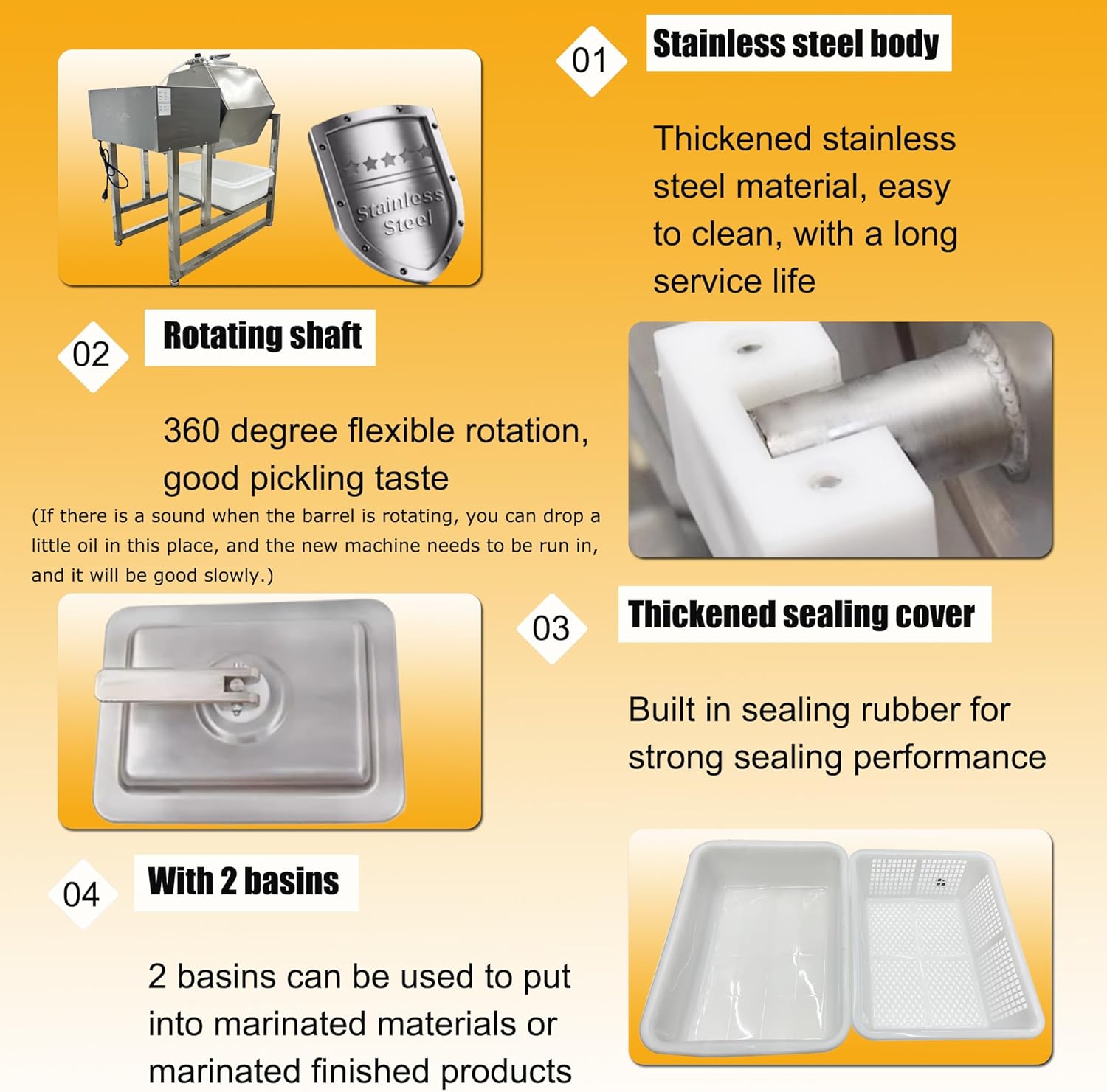 Vacuum Tumbler Marinator Meat Vegetable Marinating Machine 45L Food Vacuum Marinator Fast Marination Process 110V Meat Pickle Machine 360° Rotation with Timer For Chicken Steak Burger Shop