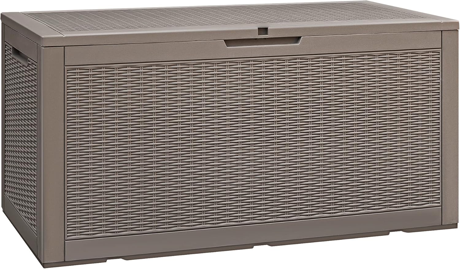 GUNJI 100 Gallon Outdoor Storage Box Waterproof Large Resin Deck Box Patio Storage Bench Lockable Storage Container for Outdoor Cushions, Pool Supplies and Garden Tools (Beige)