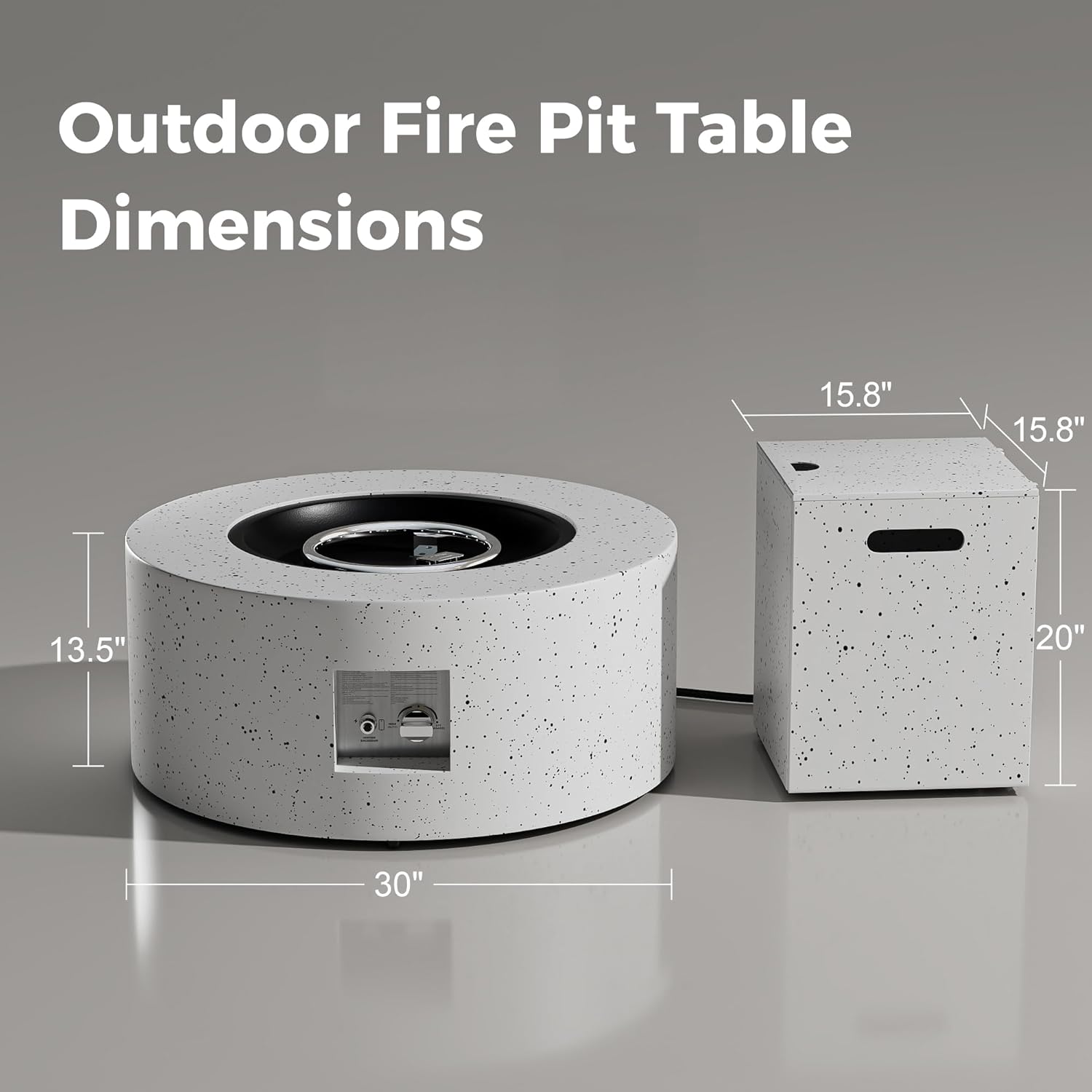 30' Outdoor Fire Pit Table with 50,000 BTU Output, Premium Gas Fire Pit Tables for Outside Patio, Round Propane Fire Pit with Glass Stones, Waterproof Cover (White, 30 inch)