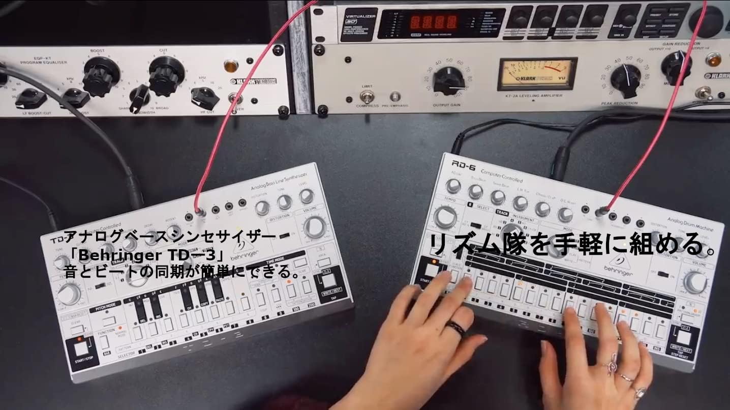 Behringer RHYTHM DESIGNER RD-6-BK Analog Drum Machine with 8 Drum Sounds, 64 Step Sequencer and Distortion Effects