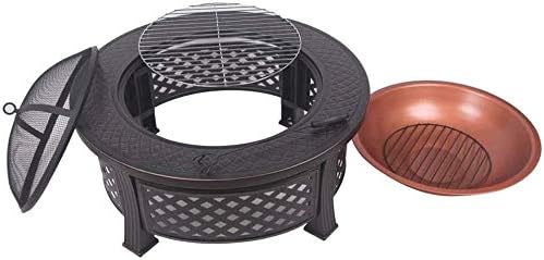 Fire Pits Outdoor Wood Burning Round Metal Firepit, Wood Burning Pit - Includes Spark Screen - Great for Outdoor and Patio with Cover BBQ Cooking for Outside Camping Backyar