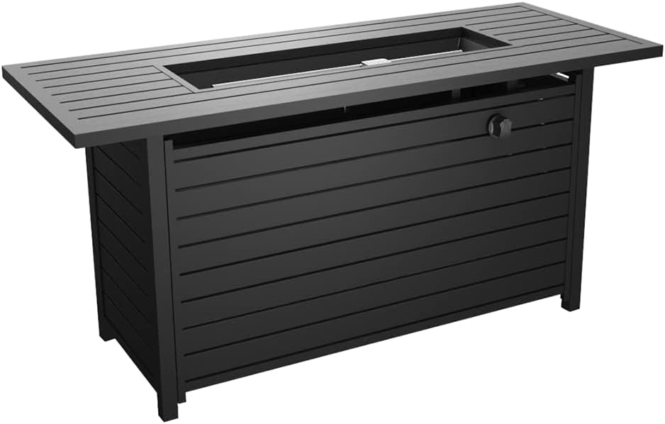 50 inch Gas Fire Pit Table Outdoor Propane Fire Pit Table, 50000BTU Fire Table, Retangular Black Firepit Table for Garden Backyard Deck Poolside Party