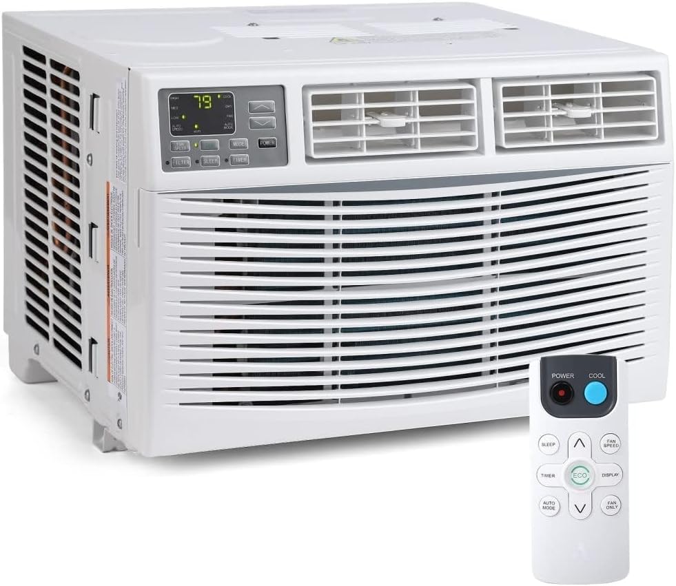 Smart 8000 BTU Window Air Conditioner with WiFi, Window AC Unit with Remote & App Control, Timer Function & Easy Install Kit, for Rooms Up to 450 Square Feet, 115V/60Hz, White