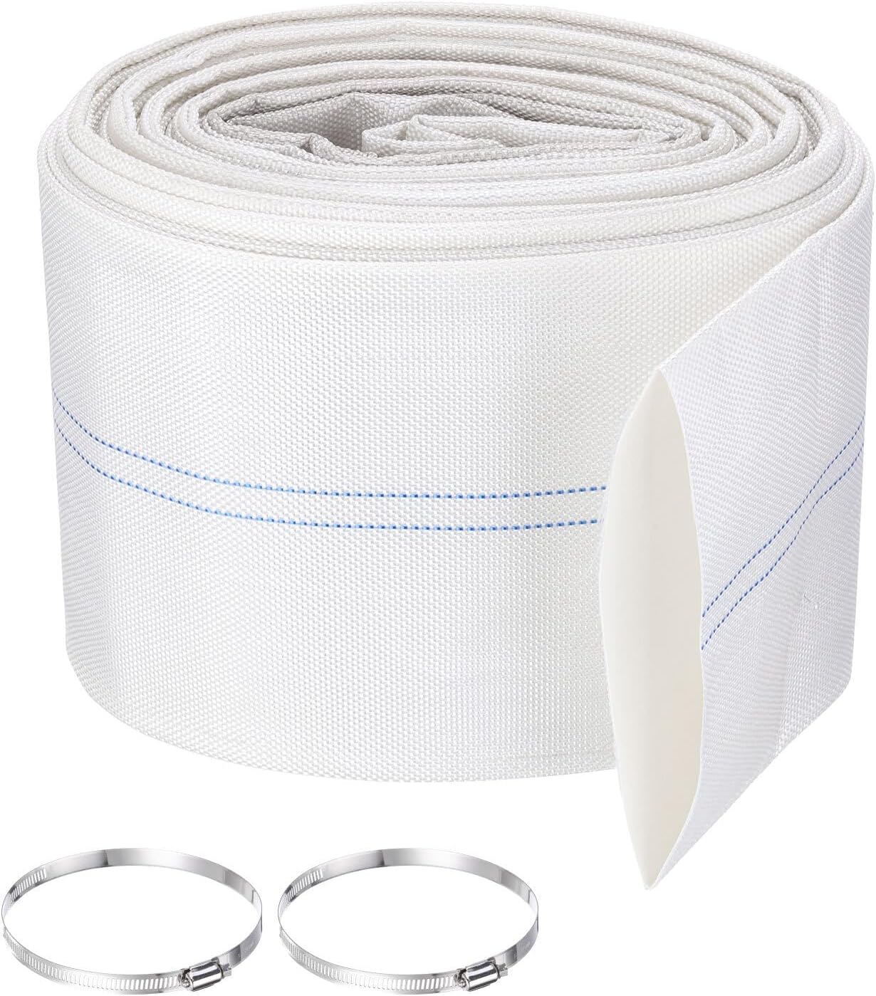 Pool Backwash Hose,5 Inch x 62ft Drain Discharge Pump Hoses,2pcs Clamps,White YESSC917