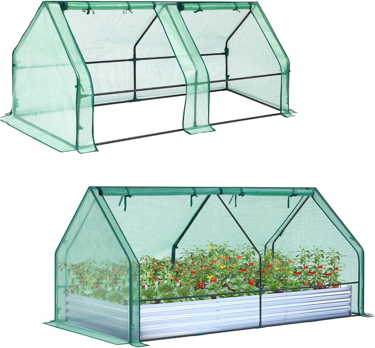 Ohuhu Mini Greenhouse + Raised Garden Bed with Greenhouse
