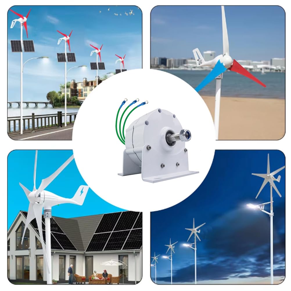 12000W Gearless Wind Turbine Motor, Low Speed 12V 24V 48V 220V 3 Phase Gearless Permanent Magnet AC Alternators for Wind Water Turbine,48v