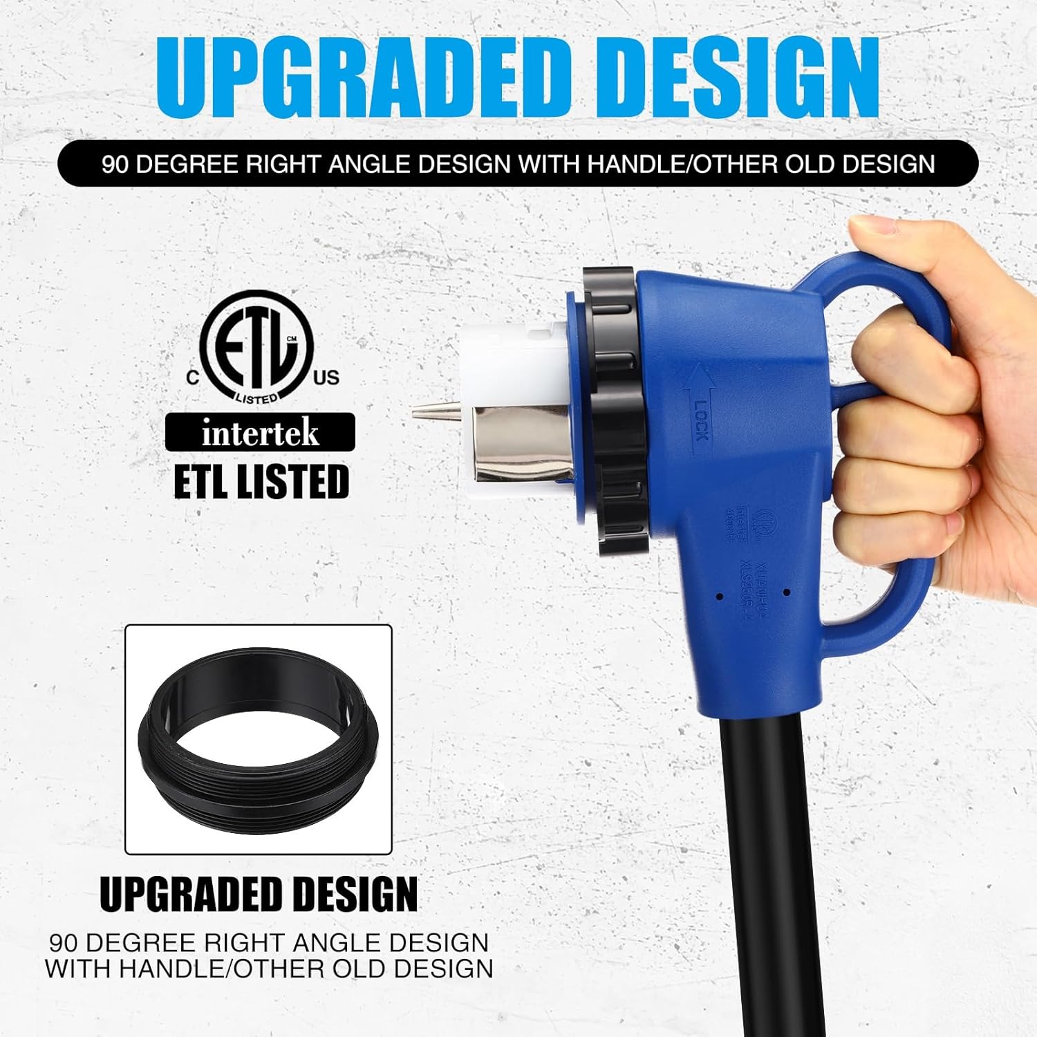 Kanayu 25FT NEMA L14-30P to SS2-50R RV Marine Power Generator Adapter Cord, 30A 4 Prong Locking Generator L14-30P Male to 50A Marine Shore Power 90 Degree Right Angle SS2-50R Female, ETL Listed
