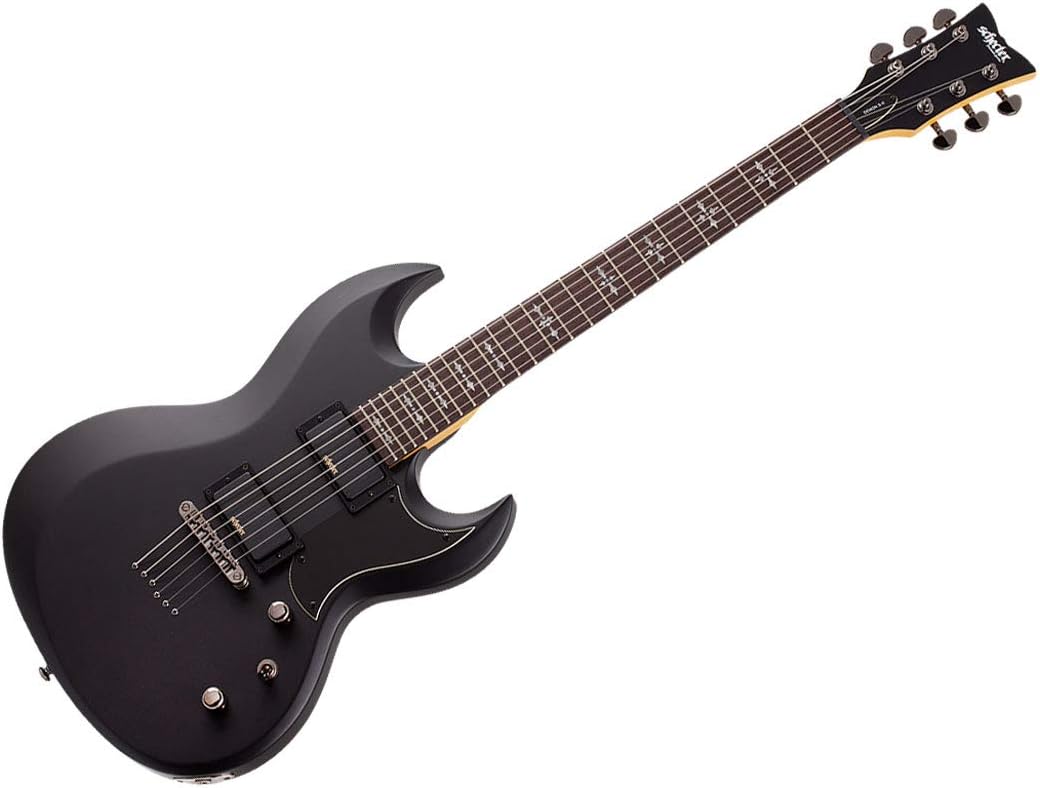 Schecter 3664 Solid-Body Electric Guitar, Aged Black Satin