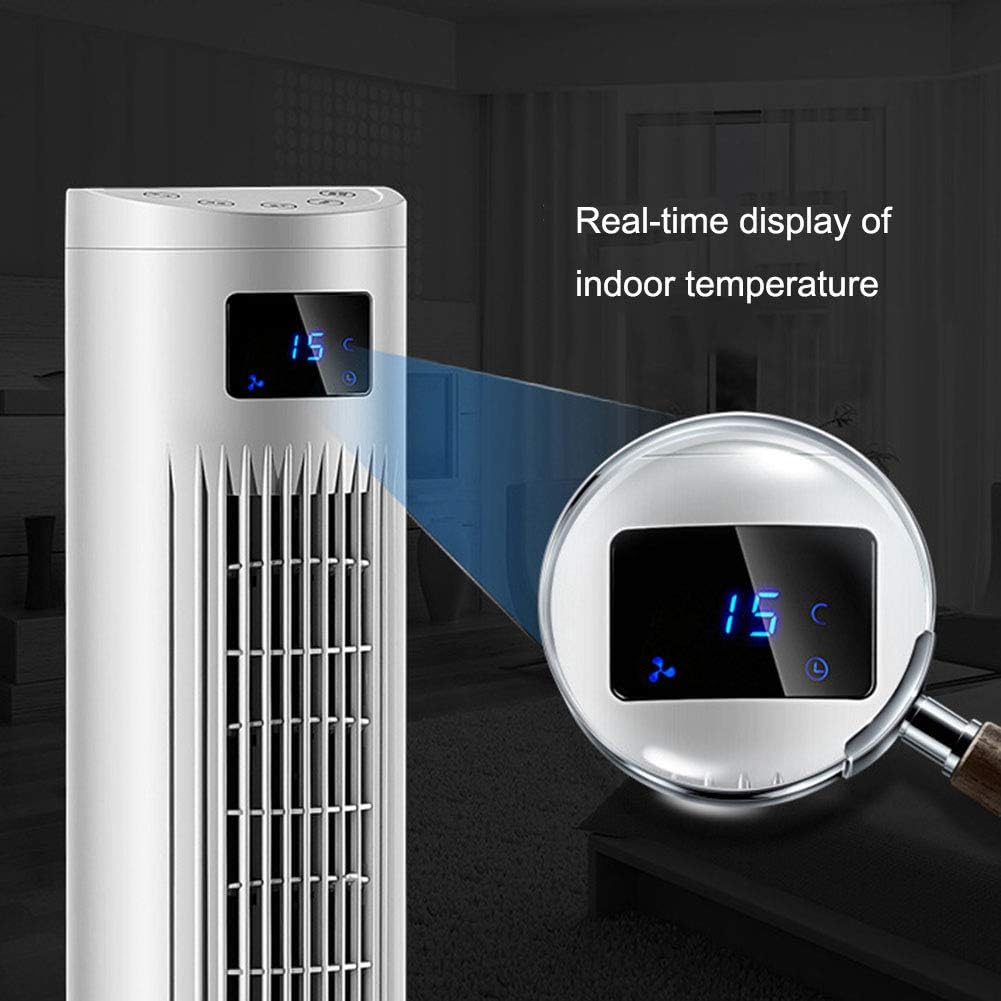 Evaporative Tower-Type Vaneless Fan and Humidifier with Remote Control and Timing Function, Adjustable Wind Speed, Portable Air Conditioner