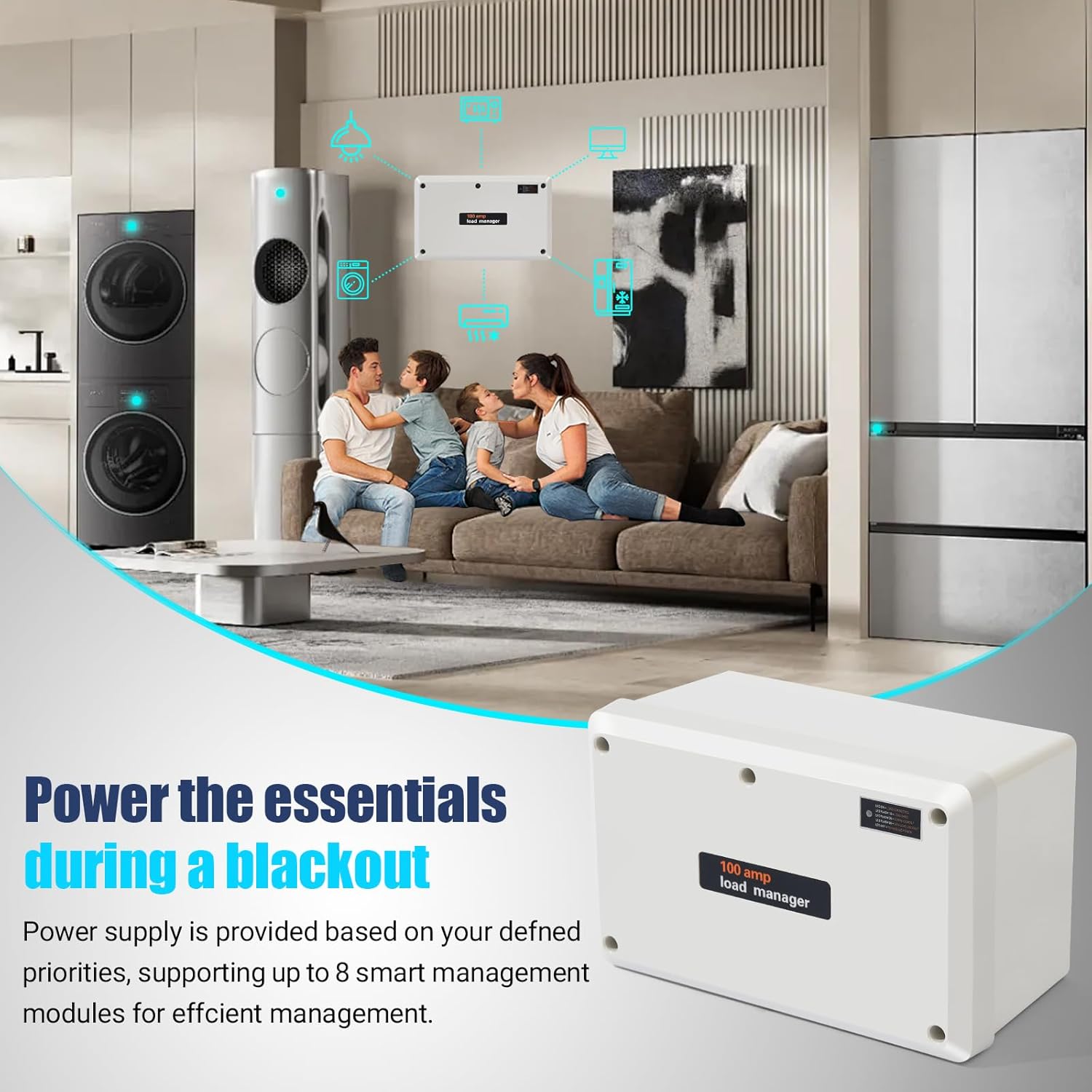 100 Amp Load Manager Smart Management Module compatible with Generac 7006, Wireless Generator Protection Module with 8-Zone Control & Real-Time LED Monitoring