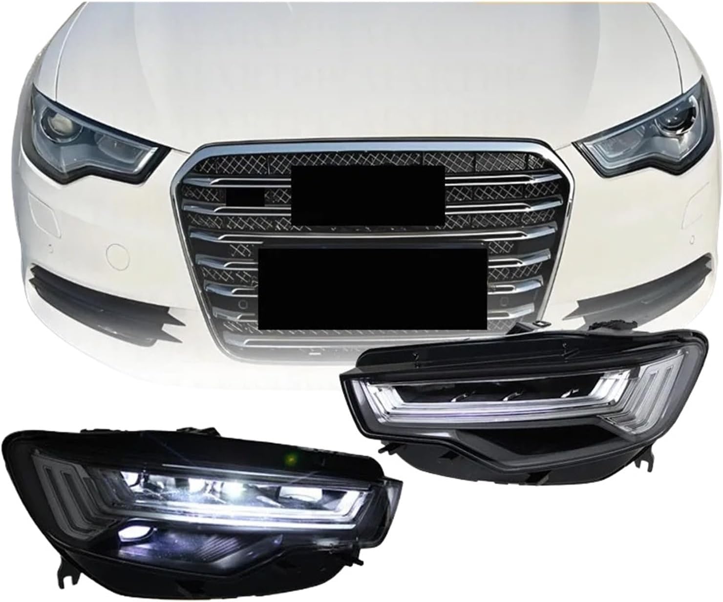 Car Accessories Compatible For Audi A6 LED Headlight 2012-2018 Headlights A6 DRL Turn Signal Beam Angel Eye Projector Lens(For Xenon 12-15)