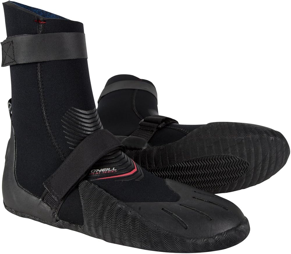 O'Neill Heat 5mm Round Toe Neoprene Boot with Textured Rubber Sole for Cold Water Surfing, Paddleboarding, Snorkeling