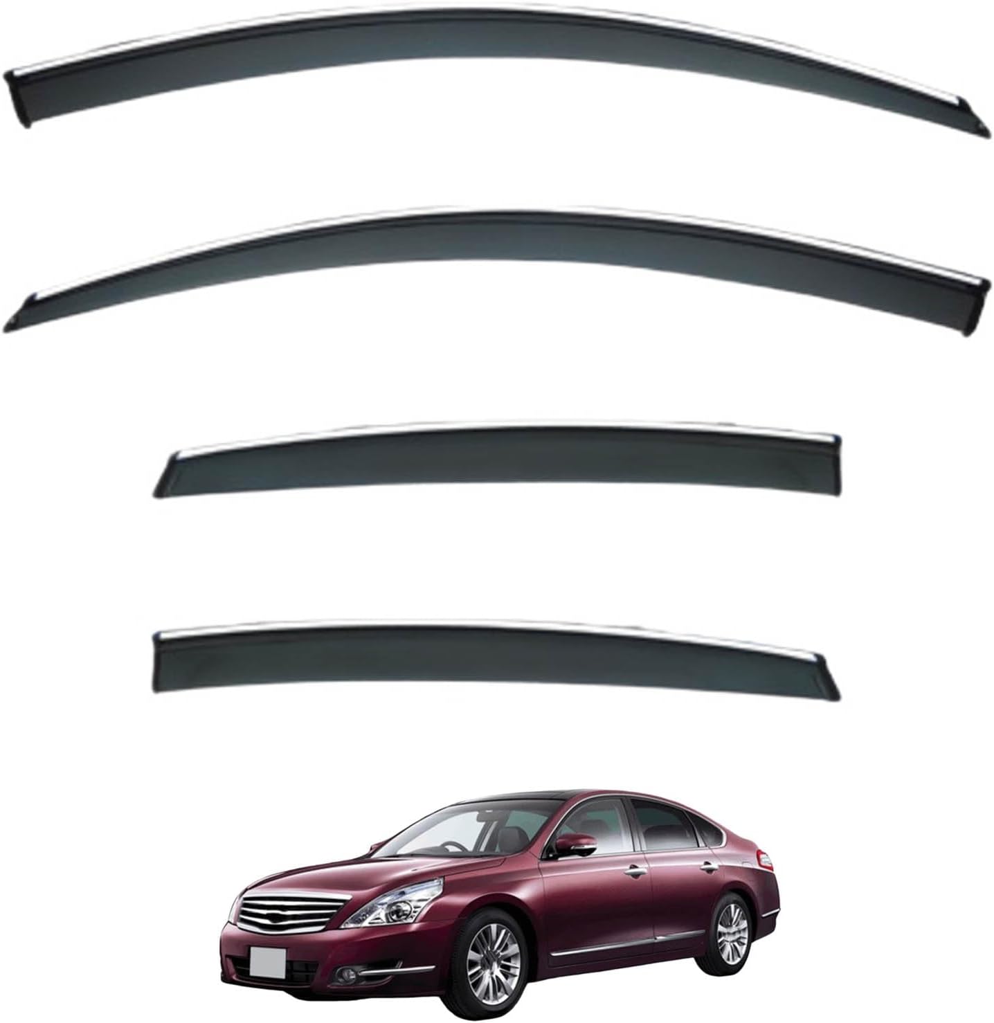 Window Deflectors for Nissan Teana Duke Edition MK3-L33 2014-2018, Sun Rain Guard Window Visors Vent Shades with Bright Stripes Car Accessories