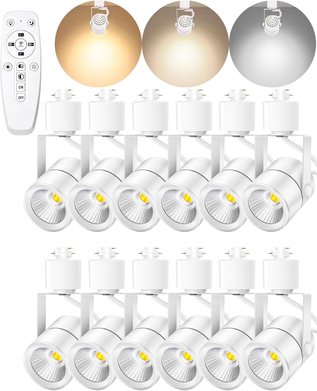 LED Track Lighting Heads H Type Track Light Heads Dimmable Rail Ceiling Spotlight Fixtures Accent Art Task,2700K-6500K Stepless Dimming,Flicker Free CRI90+ 24°10W 1000LM,White 12 Pack