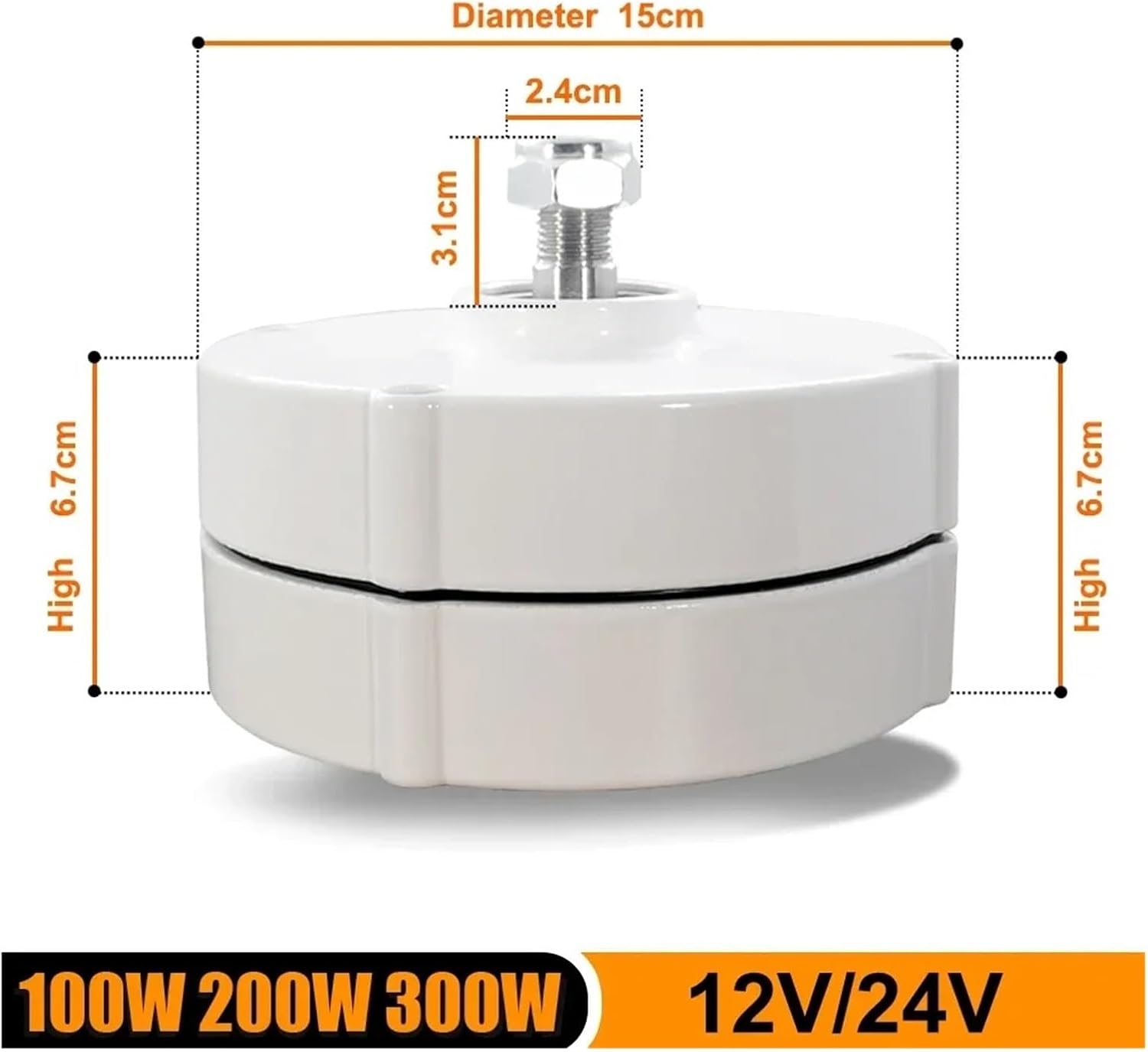 300W Generator Low Speed High Power Output Single Shaft Gearless Permanent Magnet Generator for Water Wind Turbine Low Starting Speed for Home(with Base,12V)