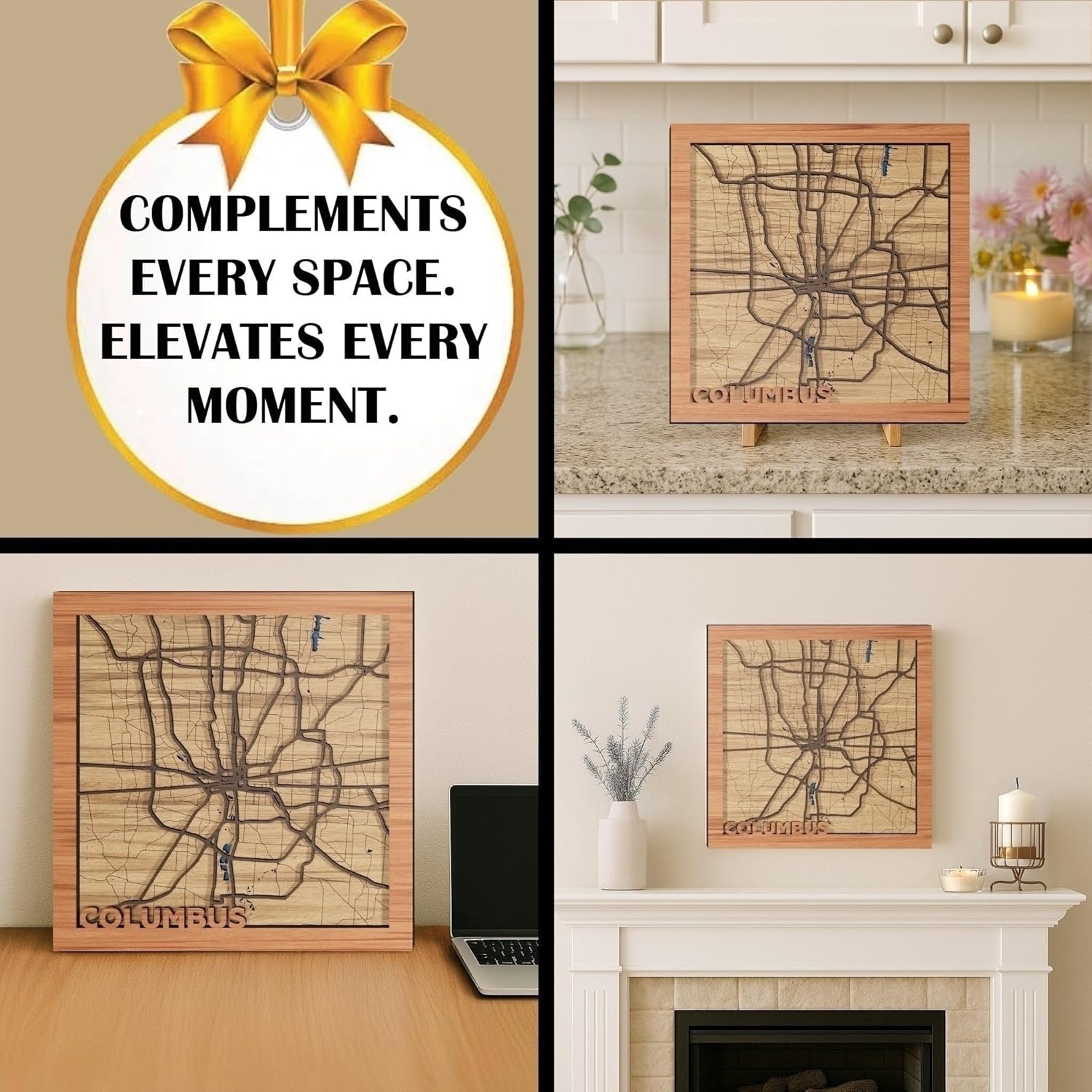 Columbus, OH, Home Essentials & Accessories, 3d Wood Map - Handmade in the USA - Cbus, Ohio Gift and Souvenir Maps