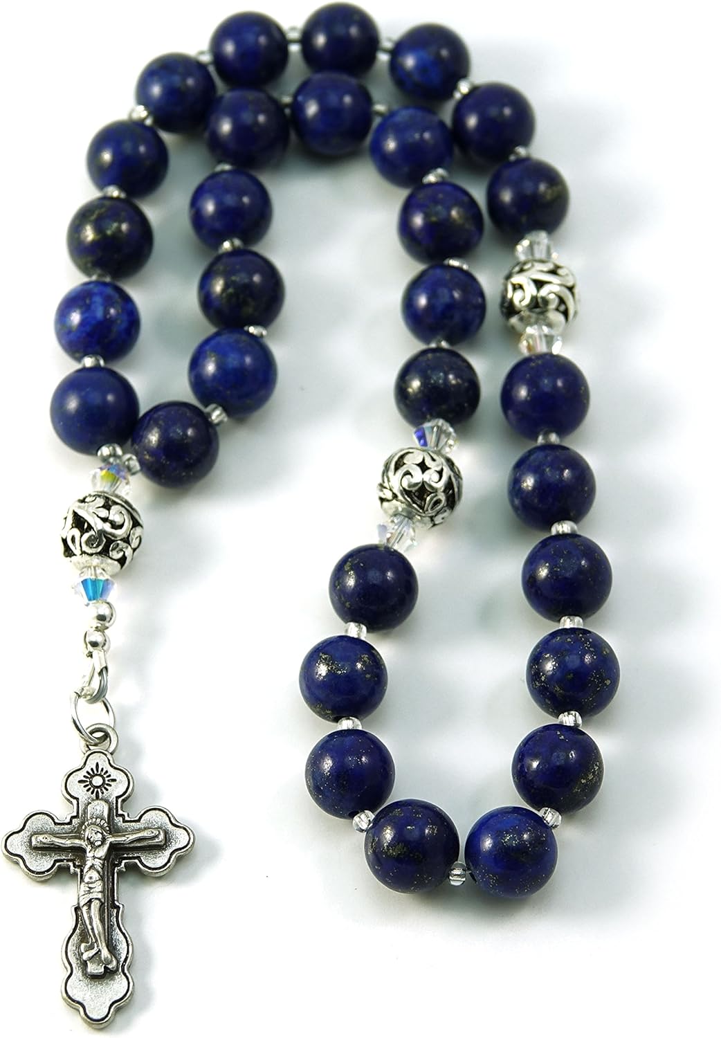 Christian Orthodox Prayer Beads Komboskini Chotki Lapis Gemstone with Made in Holy Land Crucifix and Blessed in the Church of the Holy Sepulcher (Not a Necklace)