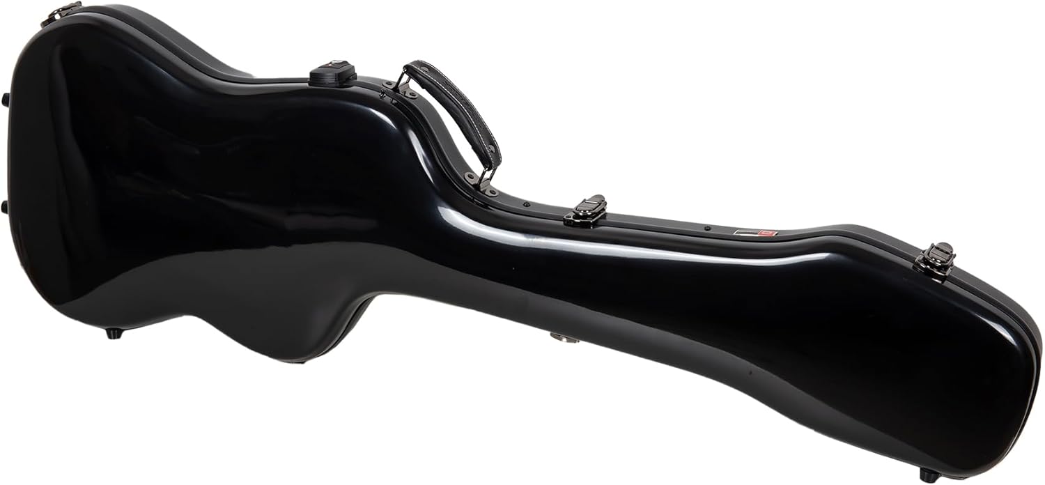 Crossrock Fiberglass Case fits for Jazz Bass Style Guitars with Removable Shoulder Straps-Black(CRF2021JBBK)