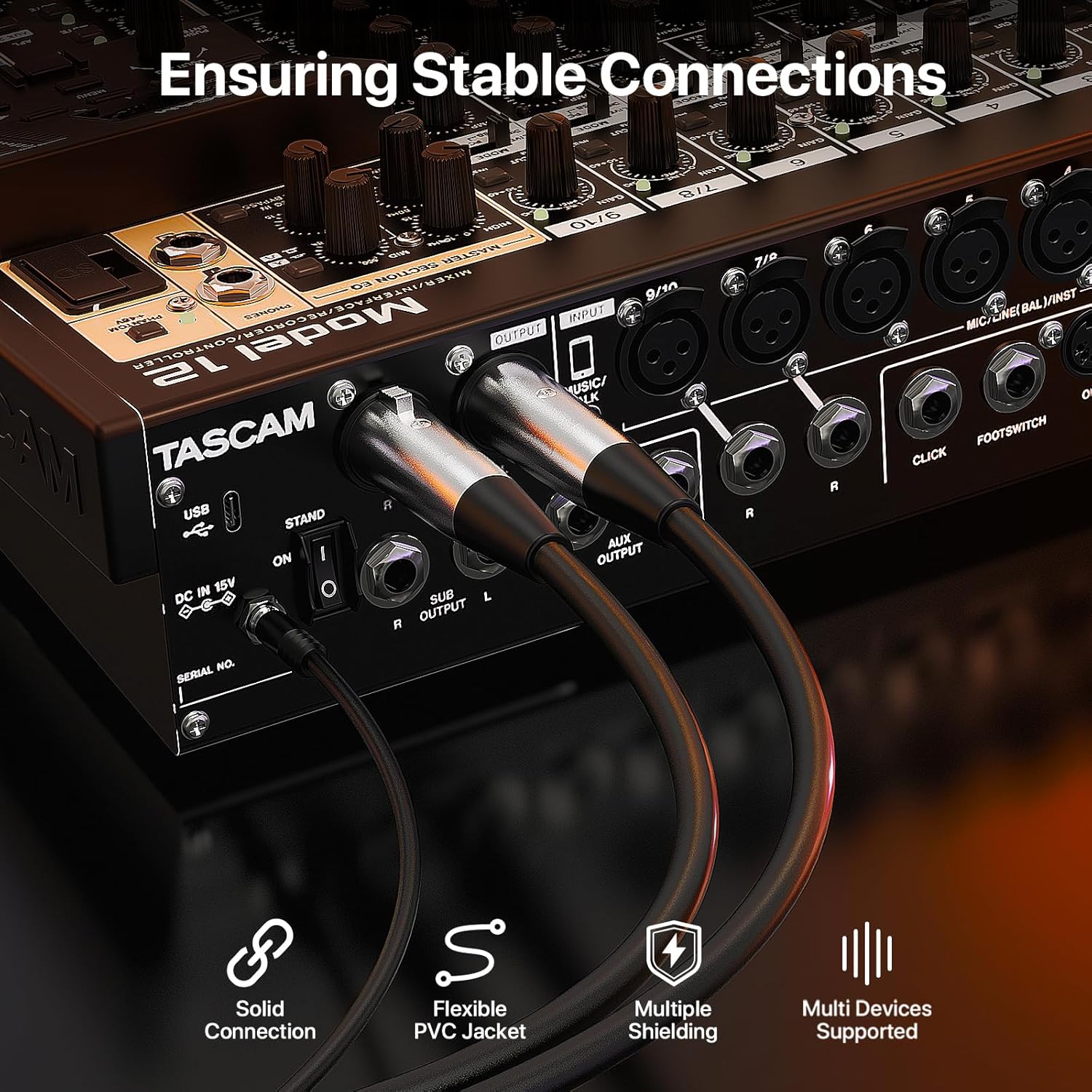 EBXYA XLR Cable 25ft 10 Pack 3 Pins Balanced XLR Microphone Cable Male to Female for Audio Mixer, Radio Station, Speaker Systems, Black