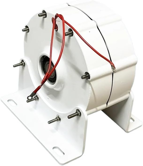 Electric Generator 2KW Low Speeds 48V 24V 12V 3 Phase Gearless Permanent Magnet AC Alternators for Wind Water Turbine Home Use Low Starting Speed for Home(with Base,Double Shaft_12V)