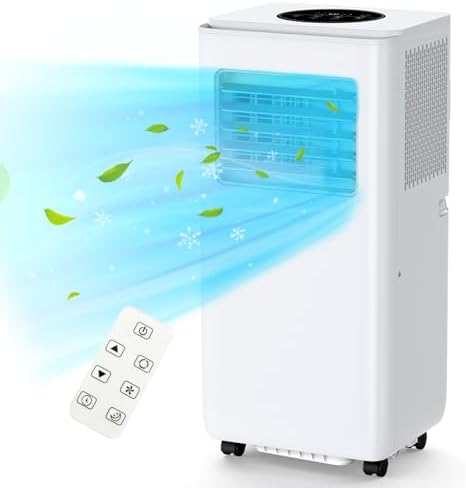 8000 BTU Portable Air Conditioner, 3 In 1 AC Unit Cooling Up to 350 Sq.Ft, Small Air Cooler, Dehumidifier and Fan, Indoor Air Conditione with Remote, Led Display, Mount Kit, White