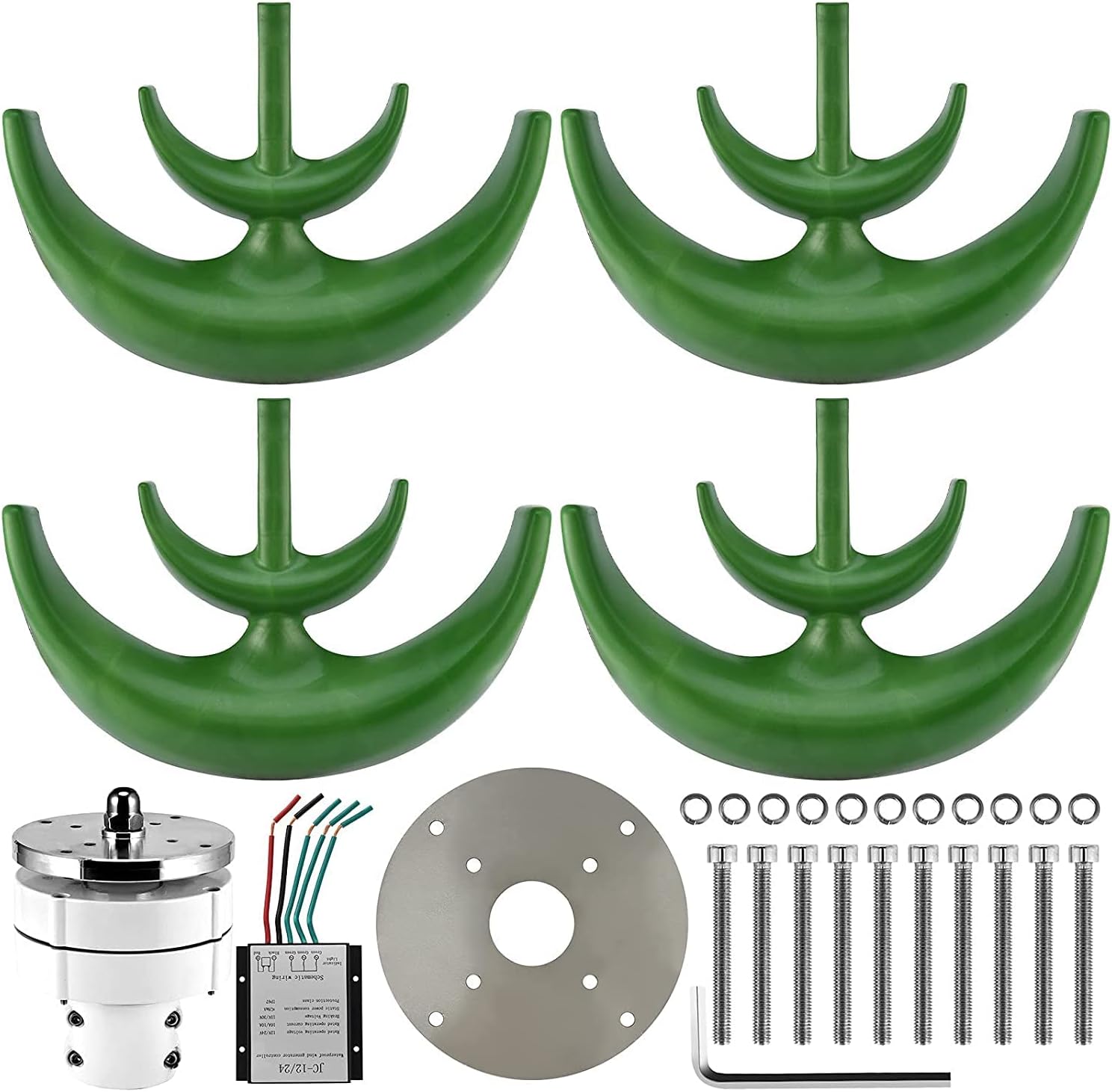 Wind Turbine 9000W 5 Blade Wind Vertical Axis Generator 3 Phase AC Permanent Magnet Generator Wind Generator Kit with Controller