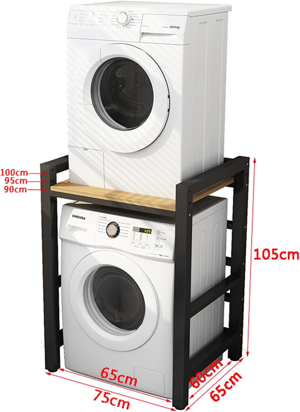 Washing Machine Shelf Drum Dishwasher Storage Shelf Floor 2 Tier Dryer Upper Stacking Rack Suitable for Bathroom, Kitchen, Balcony, Laundry Room, Bearing Capacity 300kg